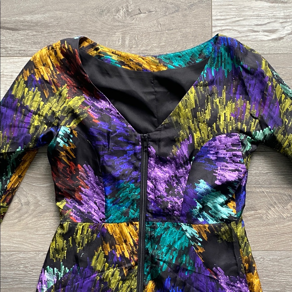 MILLY of NEW YORK Silk Sheath Dress Womens Sz 6 Abstract Brushstroke Multicolor - Picture 6 of 8
